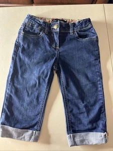 Mini Boden Girls Cropped Jeans W Flower Cuffs 5 Year - Picture 1 of 8