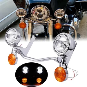 LED Turn Signals Fog Passing Lights Bar For Harley Road King FLHR 1994-2005 2008 - Picture 1 of 12