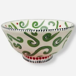 Tazón de sopa de cereales de Navidad M Bagwell Simply 6” X 3,25” decoración con patas raro - Imagen 1 de 5