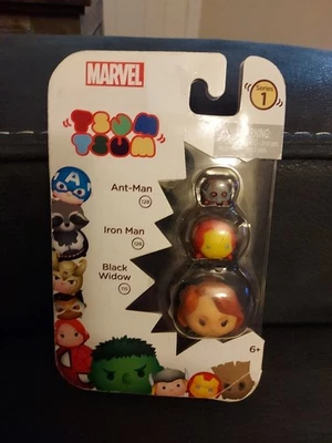 NEW, DISNEY TSUM TSUM 3 PACK, SERIES 1, MARVEL, ANT-MAN, IRON MAN, & BLACK WIDOW - Image 1 of 3