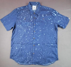 Akademiks Men's 6XL Blue Button-Up Short-sleeve Shirt - Picture 1 of 8