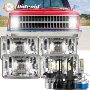 4x6" LED Headlights Sealed Housing + LED H4 Bulb For Chevy C10 Trucks 1981-1987 - Picture 1 of 28