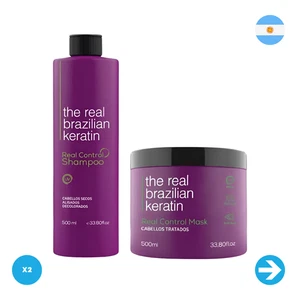 The Real Brazilian Keratin - Shampoo + Mascara Real Control 500ml X2 Unid - Picture 1 of 1