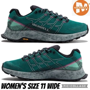 Merrell Damenschuhe Moab Flight grün Mesh Trail-Sneaker Schnürschuhe Größe 11 WEIT - Bild 1 von 13