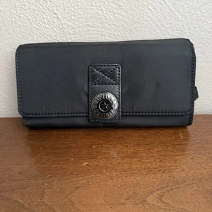 Kipling Black Nylon 7.5" Long Snap Tri Fold Wallet - Picture 1 of 6