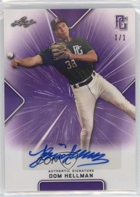 2021 Leaf Perfect Game National Showcase Purple 1/1 Dom Hellman Auto 0qc7 - Image 1 of 3