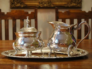 Milchkännchen Zuckerdose Silber Antik Jugendstil Menage Edel Luxus Milch Zucker - Bild 1 von 6