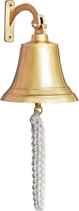 6" Long Solid Brass Bell, Wall Mounted Ship Handcrafted Nautical Hanging Bell, - Picture 1 of 15