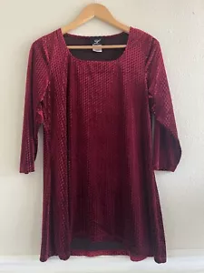 Libra Vintage Velvet Dark Red Top Size Medium Textured Romantic Soft Grunge - Picture 1 of 6