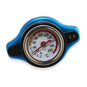 Blue Small Head Thermostatic Radiator Cap Cover Water Temp Gauge 1.1 BAR For Car - Picture 1 of 5