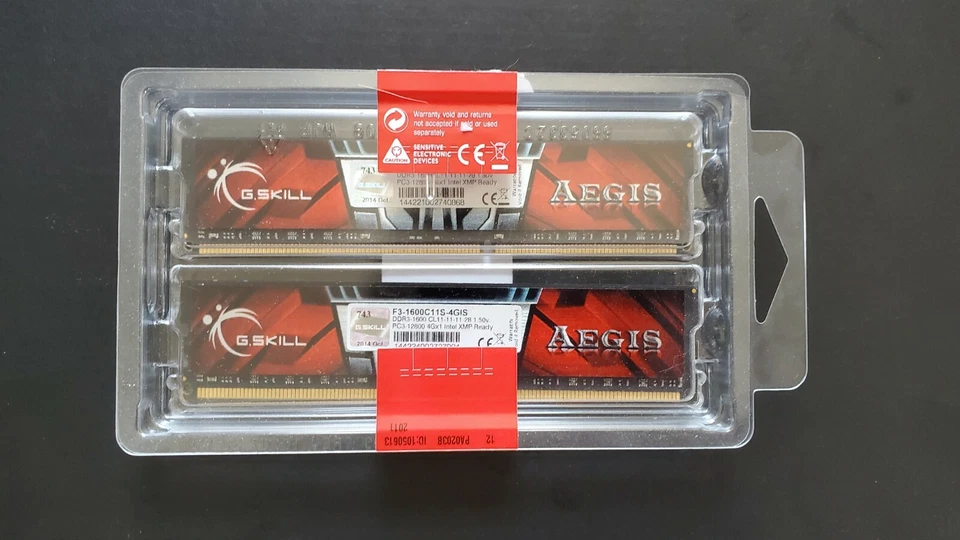 G.SKILL AEGIS 4GB x2 DDR3 1600MHZ F3-1600C11S-4GIS XMP GAMING Ram MEMORY DIMM - Image 1 of 1