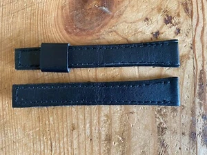 Leder Uhrarmband Band / Gurt Leder- - Mit Klett - Farbe Schwarz - 17´ 5 MM - Bild 1 von 4