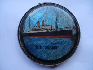 C1930S VINTAGE ORIENT LINE S.S."ORFORD" GWENDA MADE SOUVENIR LADIES COMPACT - Picture 1 of 1