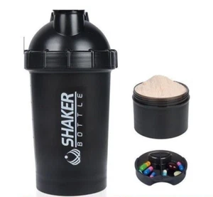 3 Lagen Shaker Proteinflasche Pulver Shake Cup Wasserflasche Kunststoff Mischbecher - Bild 1 von 5