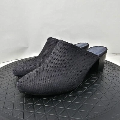 Mules de salto bloco de couro preto voláteis femininas tamanho 8 - Imagem 1 de 4