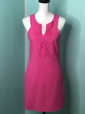 Everly womens Barbie pink sheath dress sleeveless v-neck lined size small preppy - Image 1 of 4