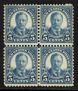 SCOTT 557 1922 5 CENT ROOSEVELT BLOCK OF 4 MNH OG F-VF CAT $90! - Picture 1 of 2