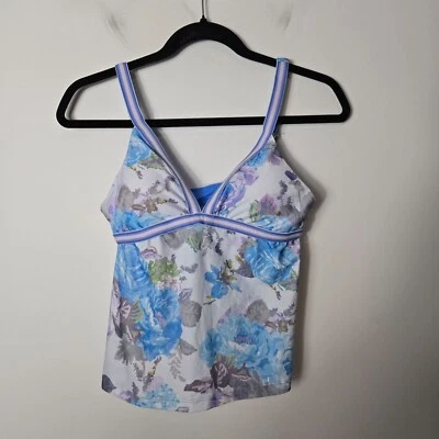 BECCA Talla S Tankini Vintage Inspirado Floral Natación Top Azul NUEVO Foto 1 de 4