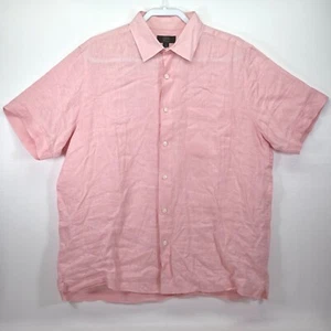 Club Room Linen Luxury Shirt Men's Large Button Up Pink Preppy Classic Core Norm - Picture 1 of 15