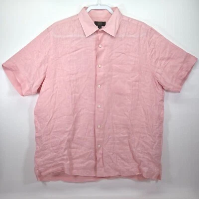 Club Room Linen Luxury Shirt Men's Large Button Up Pink Preppy Classic Core Norm - Image 1 of 4