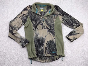 Cabelas Open Country Outfit Her Womens M Green Beige Camo Fleece 1/4 Zip - Picture 1 of 10