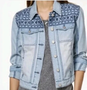 American Rag Western Embroidered Denim Blue Lightweight Jacket Size Large - Picture 1 of 9