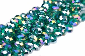 36 Tealish Green AB Faceted Crystal Rondelle Beads 8MM LIMITED - Picture 1 of 1