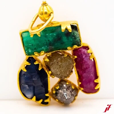 Anhänger 24K Gelbgold Diamant 9,0ct Smaragd Rubin Saphir - Wert 20.000€ - Bild 1 von 2
