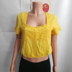 NWT Yellow Top Blouse Shirt Short Sleeve Small - Picture 1 of 4