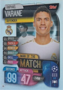 Tarjeta extra 19/20 MM7 de Raphael Varane Man of the Match de la Champions League 2020 - Imagen 1 de 2