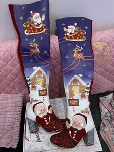 Stivali alti alla coscia nuovi con scatola Irregular Choice Silent Night taglia 39 - Foto 1 di 11