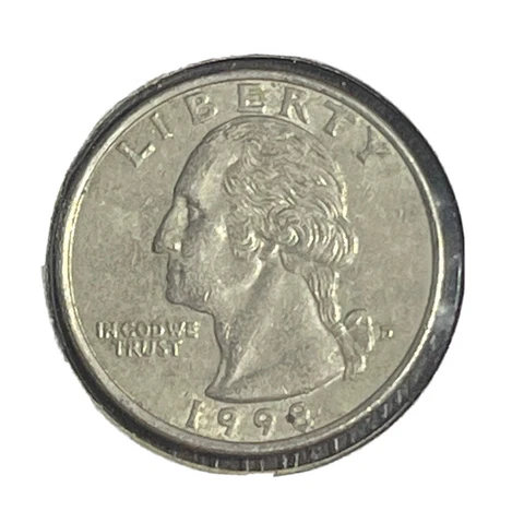1998-D Washington Quarter REAL US COIN Errors, DDM "D" “In God We Trust" Date Cover