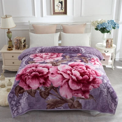 Manta gruesa pesada diseño animal/floral súper suave cálida visón coreano reina/rey Foto 1 de 4