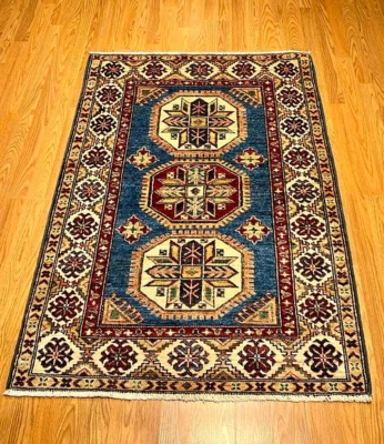 3.2 x 5 Handmade High Quality  Caucasian Super Kazak Rug _ Veggie Dyes Fine Wool - Image 1 of 4