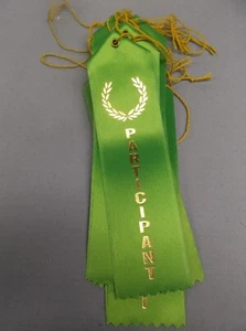 PARTICIPANT GREEN wreath ribbon with bold letters carded w/string lot of 11 - Picture 1 of 1