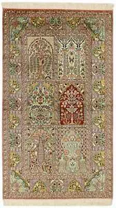 Tappeto orientale annodato a mano seta cashmere 157x93 cm nuovo - Foto 1 di 9