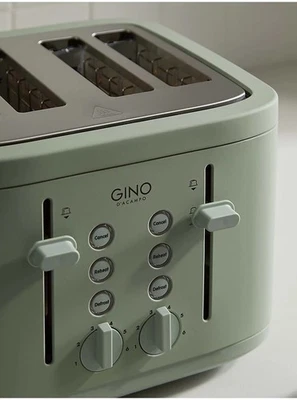 Gino D'Acampo Electric Green 4 Slice Toaster Kitchen Appliance - Image 1 of 4