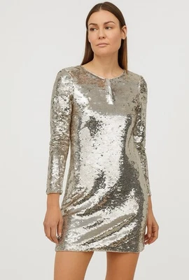 NBD Gold Sequin Mini Dress Sz M Cocktail Long Sleeve Keyhole Party NWT Revolve - Image 1 of 4