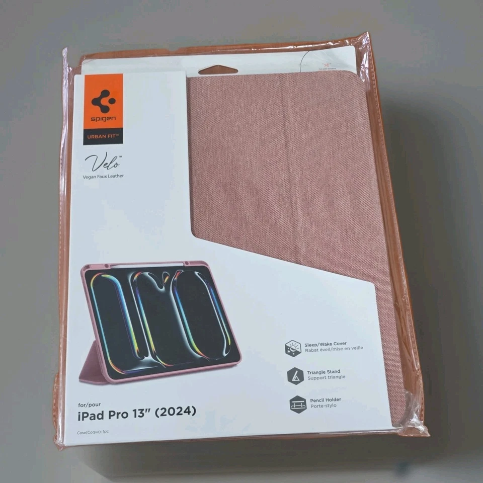 Spigen Urban Fit Velo Case Vegan Faux Leather Rose Gold for iPad Pro 13 2024 M4 - Image 1 of 4