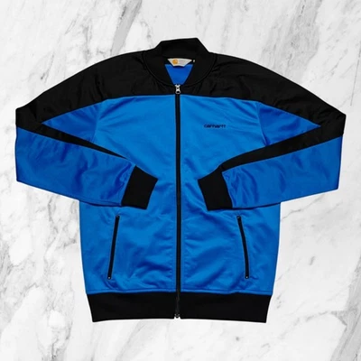 CARHARTT Vintage Felpa Zip Uomo Blu Elettrico Nera Giacca Tuta Taglia M - Imagen 1 de 4