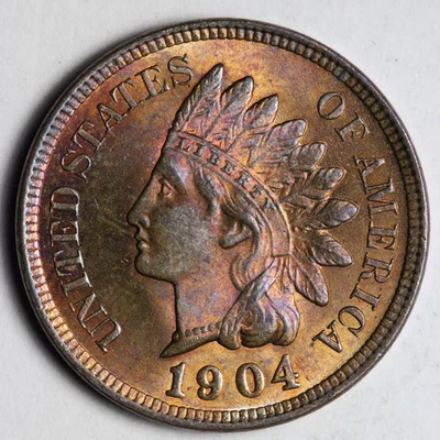 1904 Indian Head Cent Penny GEM BU *UNCIRCULATED* MS MOSTLY RED! E170 KKNZ - Image 1 of 2