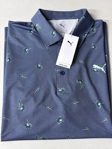 Puma Herren Fairway Golf Polo Medium Feather Print Athleisure Pickleball Neu - Bild 1 von 10