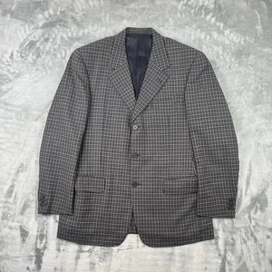 Ermenegildo Zegna Men’s Blazer 50 R Navy Gold Check High Performance Wool Jacket - Picture 1 of 9