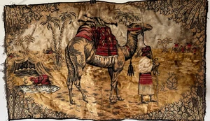 Vintage Italian Camel Desert Rug - Made in Italy 1960s Boho Decor 25" 43" - Picture 1 of 12
