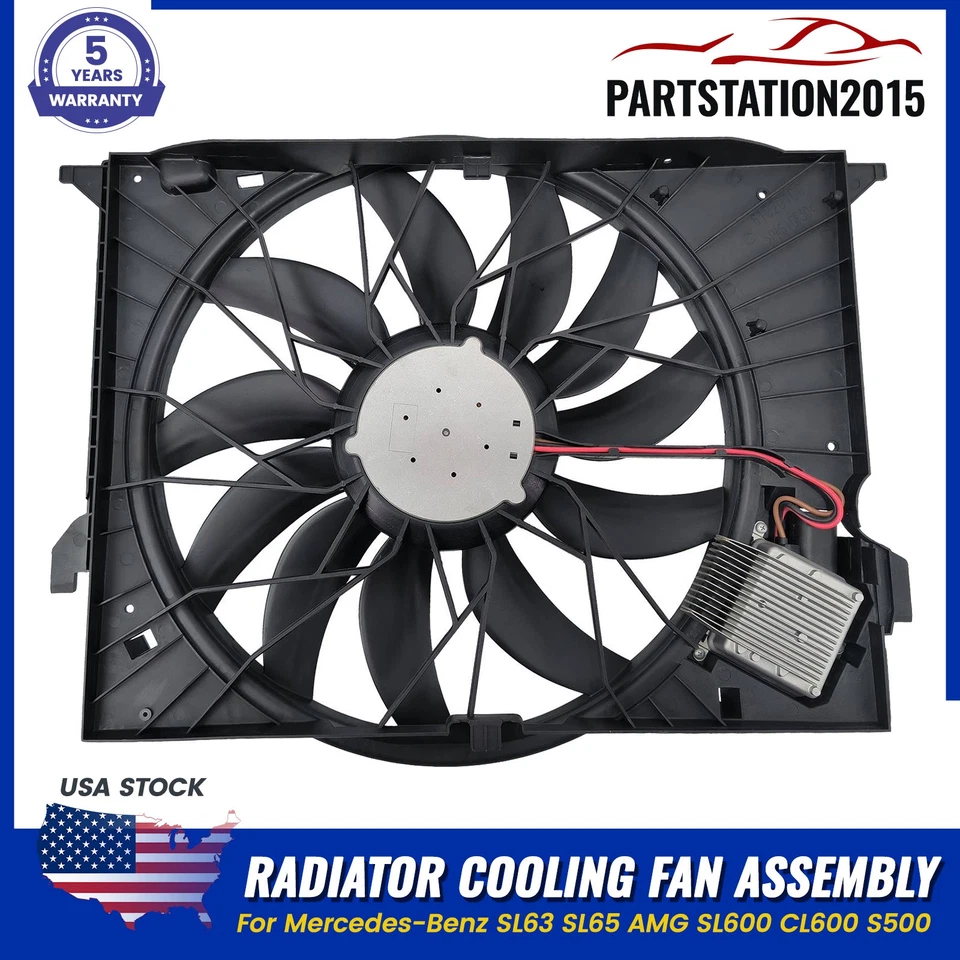Conjunto de ventilador de refrigeración del radiador para Mercedes-Benz SL63 SL65 AMG SL600 CL600 S500 Foto 1 de 4