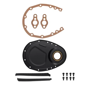 Steel Engine Cover Set for SBC Chevrolet 283-400 V8 58-86 Black with Gasket - Picture 1 of 12