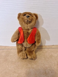 Chaleco Rojo Peluche Articulado Oso Marrón Pequeño Articulado De Colección Corea 7.5" - Imagen 1 de 9