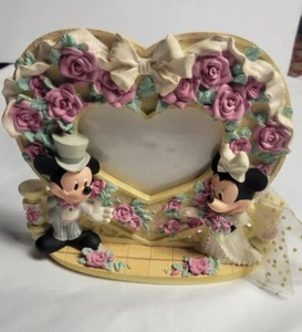 Marco de corazón de boda vintage de Mickey y Minnie Mouse de Disney novia novio - Imagen 1 de 7