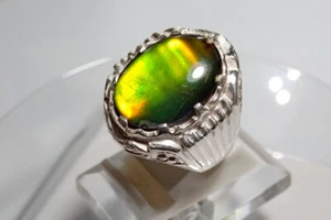 Natural Flashy Ammolite Ring in 925 Sterling Silver - Picture 1 of 13