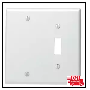 White 2-Gang 1-Toggle/1-Blank Wall Plate (1-Pack) - Picture 1 of 2